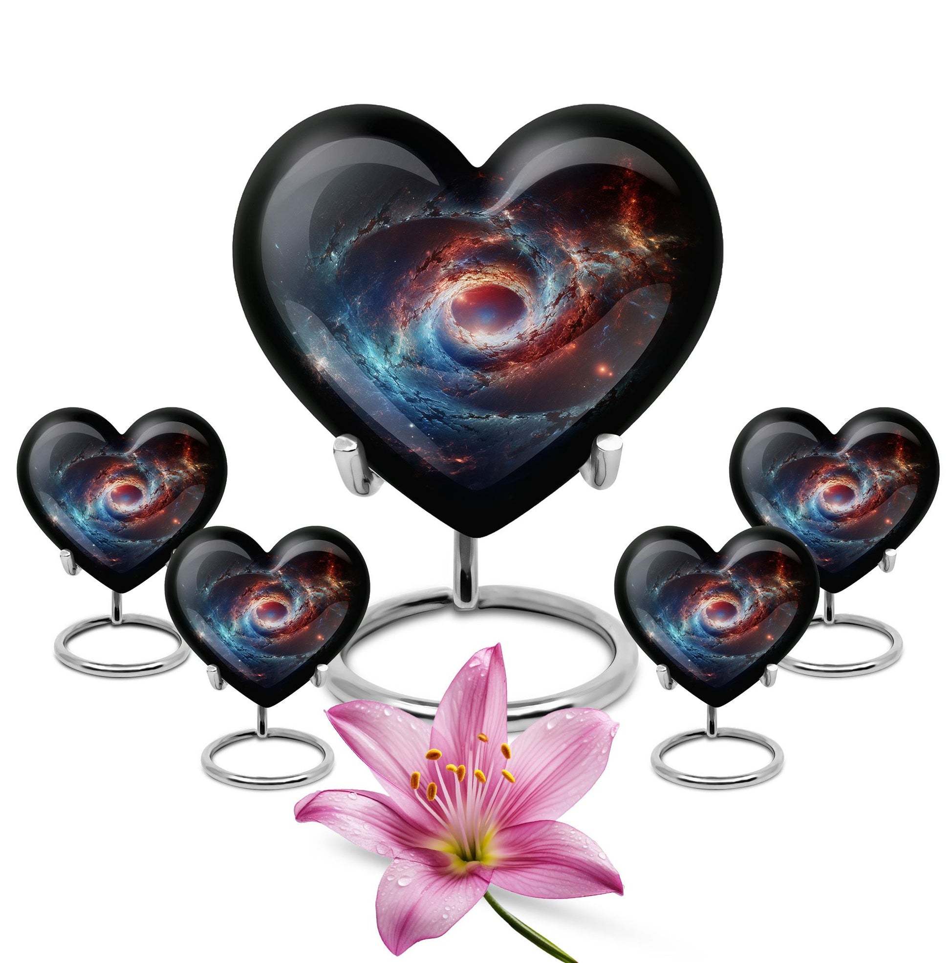 The Cosmic Dance Of Galaxies - Galaxy Urn Teardrop, Heart Shape Urn