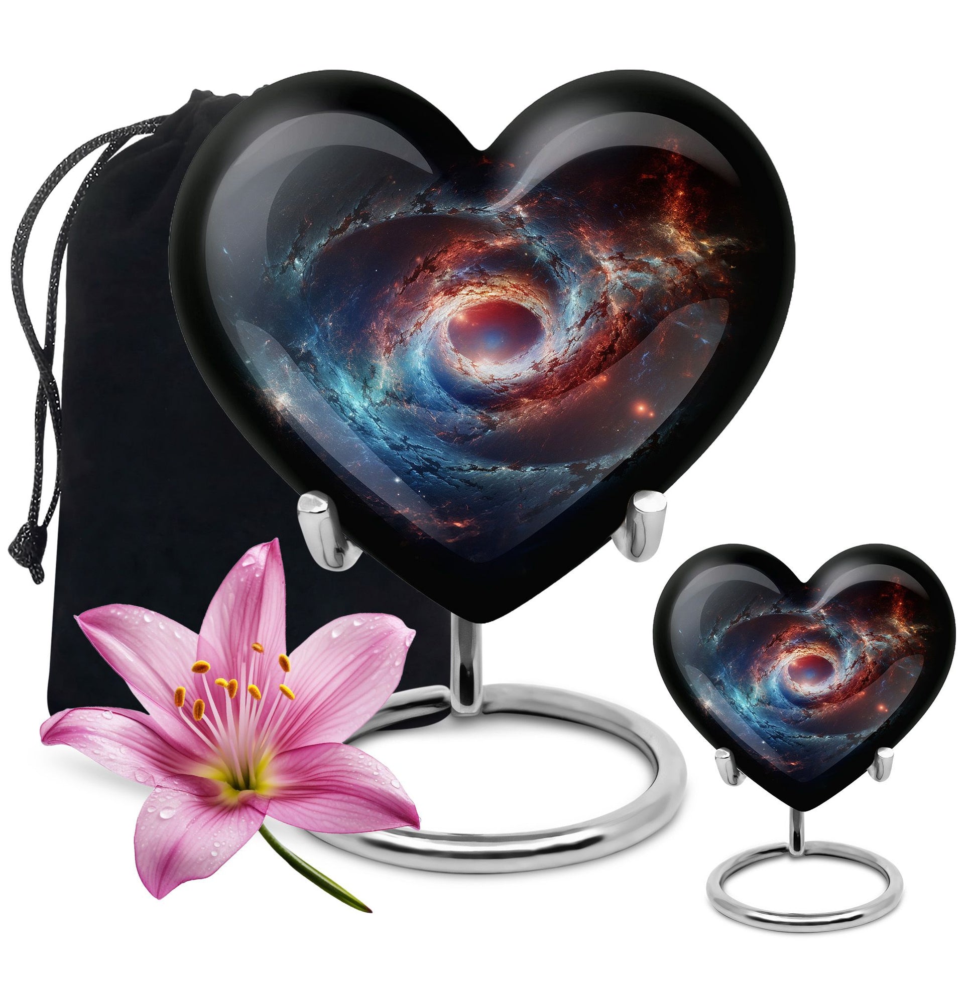 The Cosmic Dance Of Galaxies - Galaxy Urn Teardrop, Heart Shape Urn