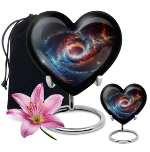 The Cosmic Dance Of Galaxies - Galaxy Urn Teardrop, Heart Shape Urn
