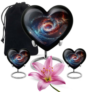 The Cosmic Dance Of Galaxies - Galaxy Urn Teardrop, Heart Shape Urn