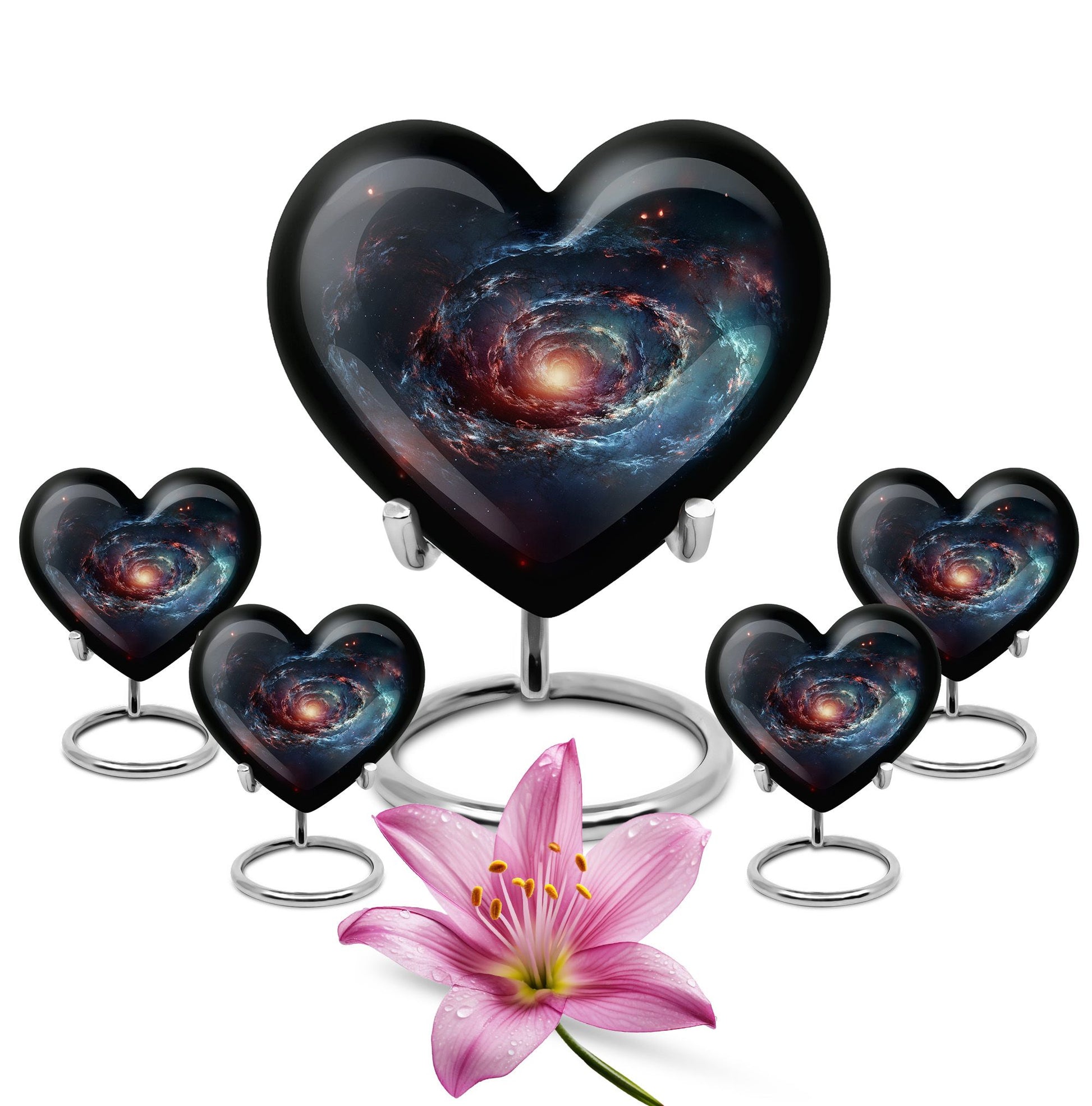 Spin Of Starry Skies - Galaxy Urn Large Teardrop, Heart Urn For Ashes
