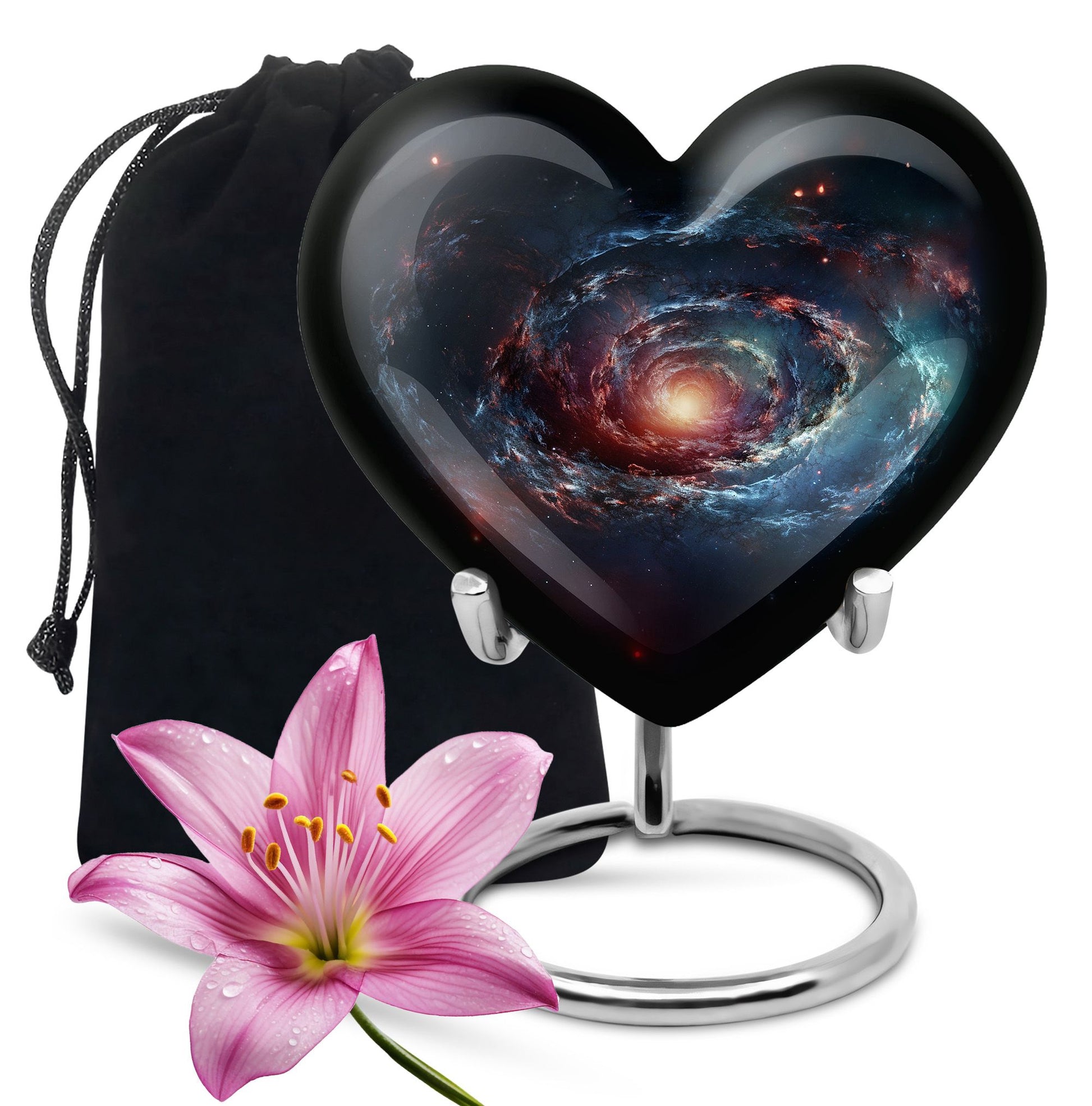 Spin Of Starry Skies - Galaxy Urn Large Teardrop, Heart Urn For Ashes