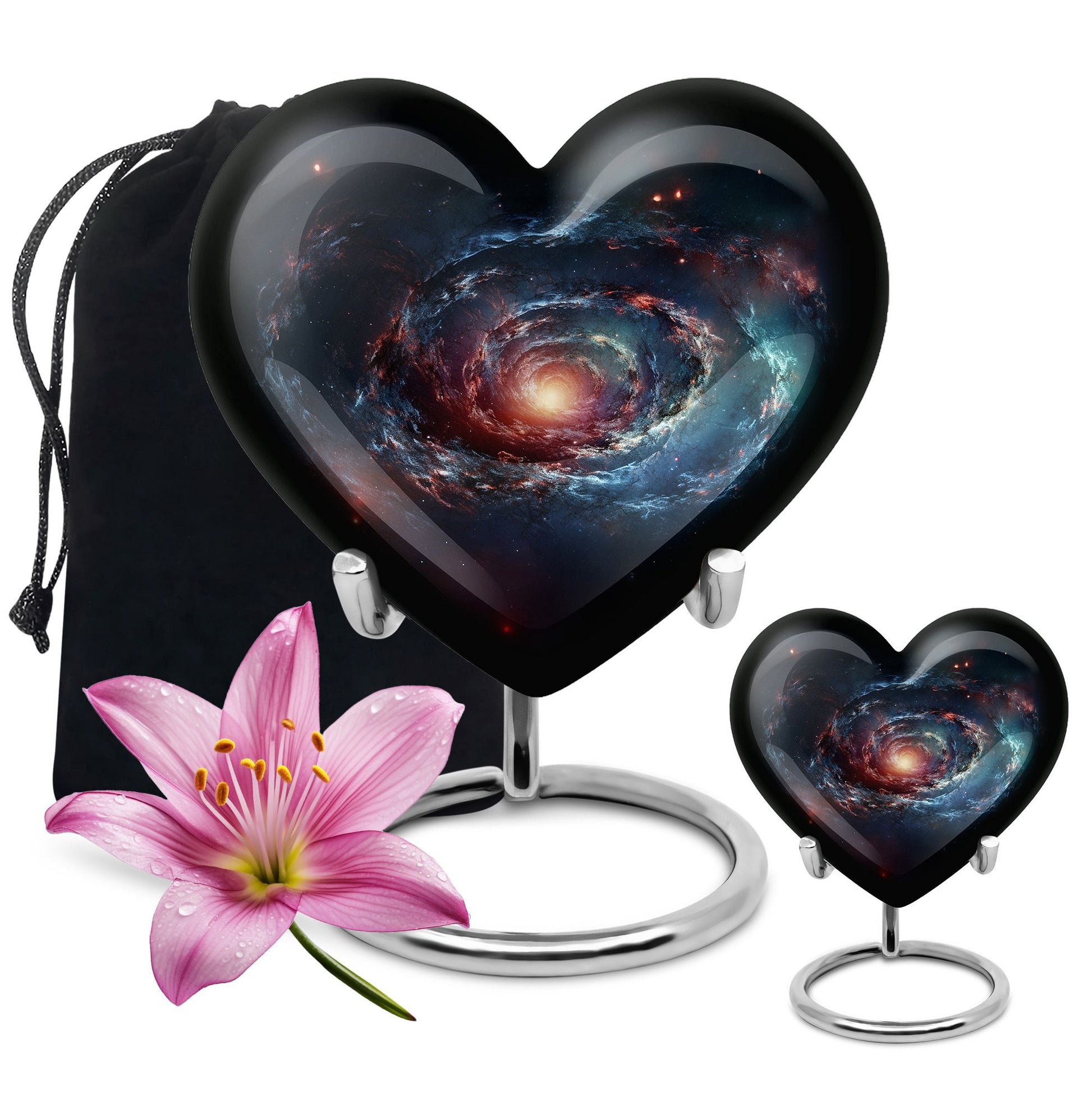 Spin Of Starry Skies - Galaxy Urn Large Teardrop, Heart Urn For Ashes