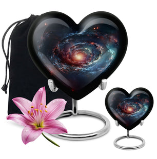 Spin Of Starry Skies - Galaxy Urn Large Teardrop, Heart Urn For Ashes