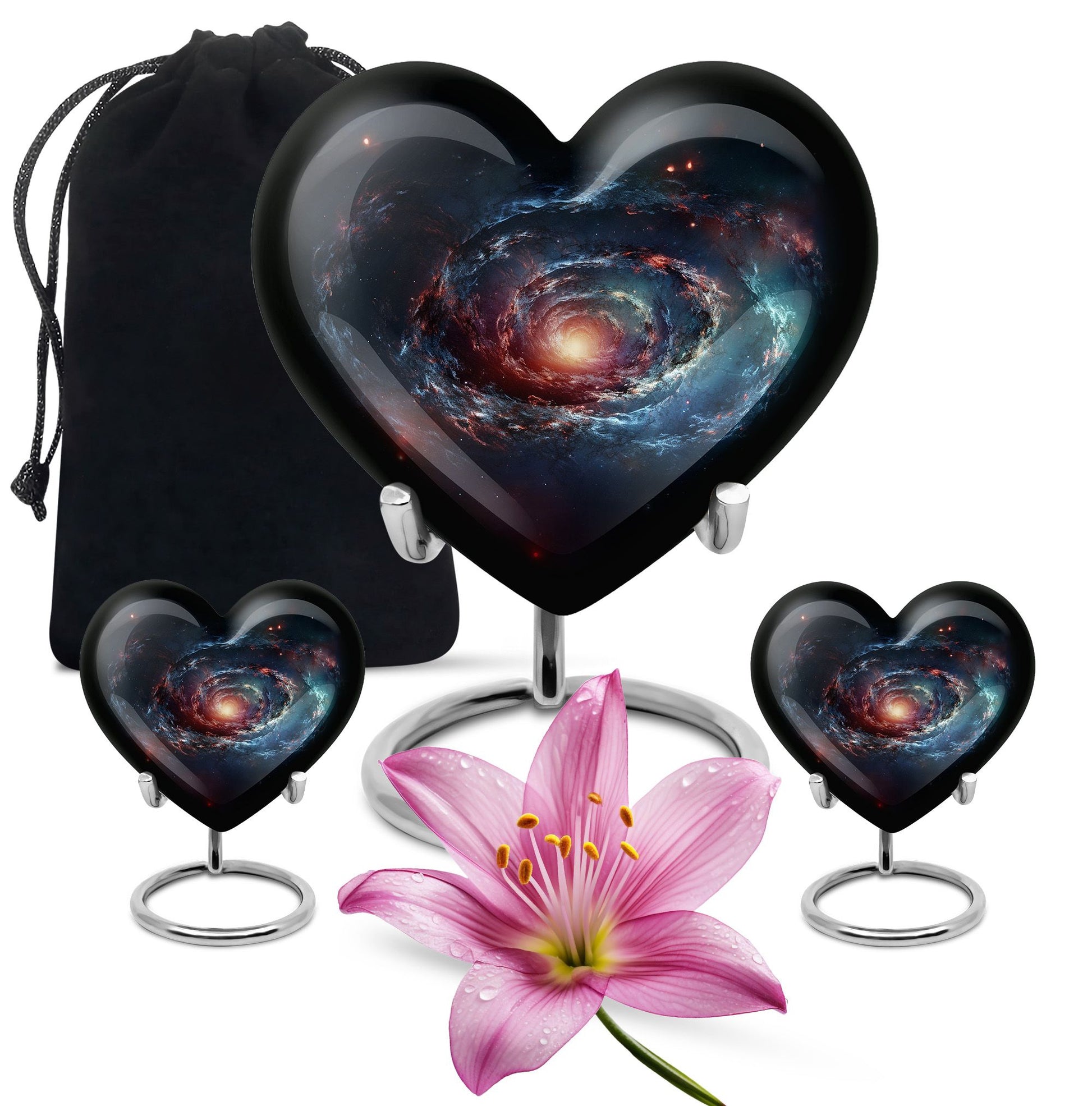 Spin Of Starry Skies - Galaxy Urn Large Teardrop, Heart Urn For Ashes