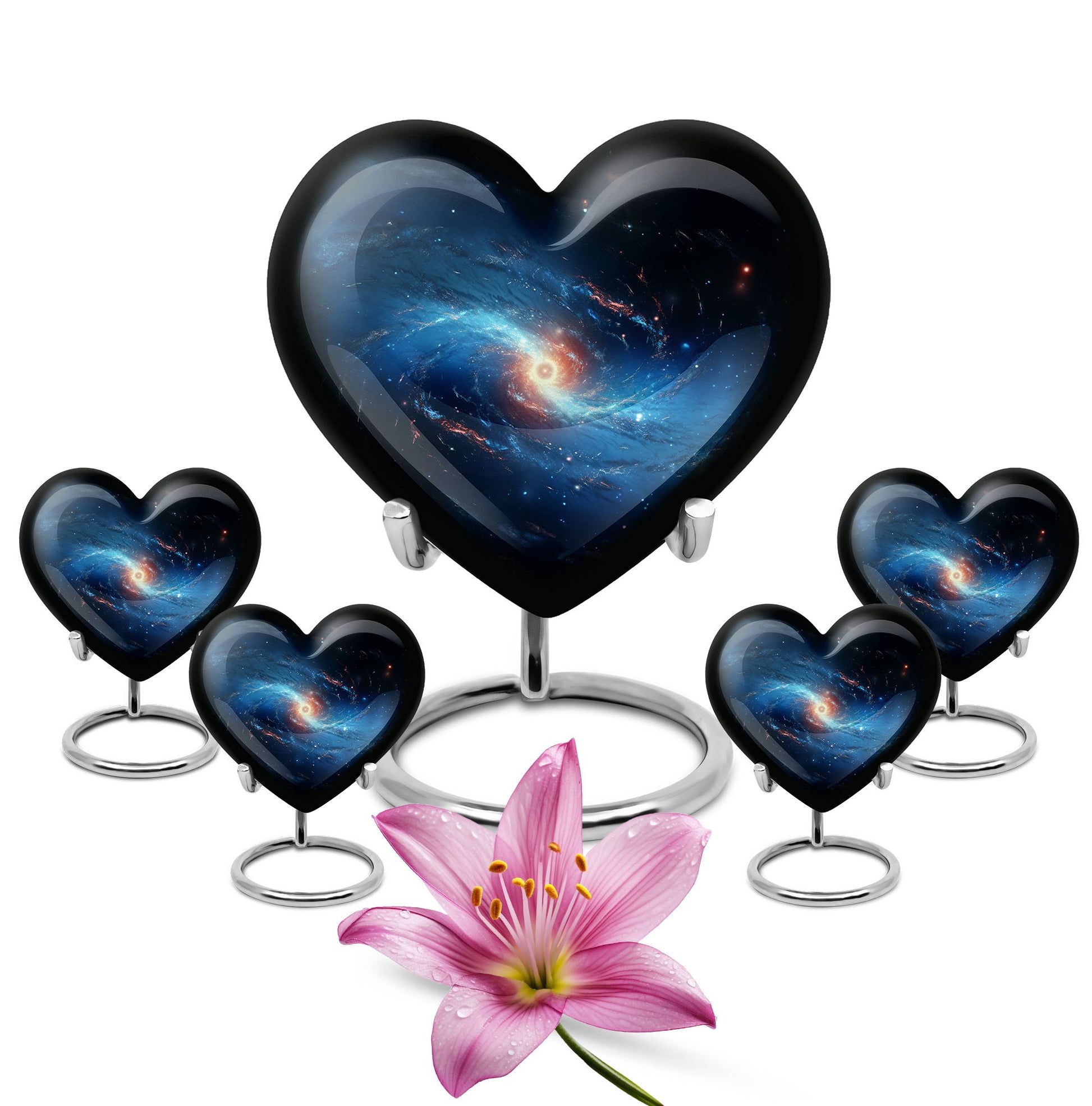 The Galaxy's Luminous Swirl - Galaxy Urn Teardrop, Heart Shape Urn