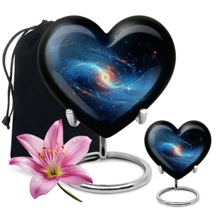 The Galaxy's Luminous Swirl - Galaxy Urn Teardrop, Heart Shape Urn