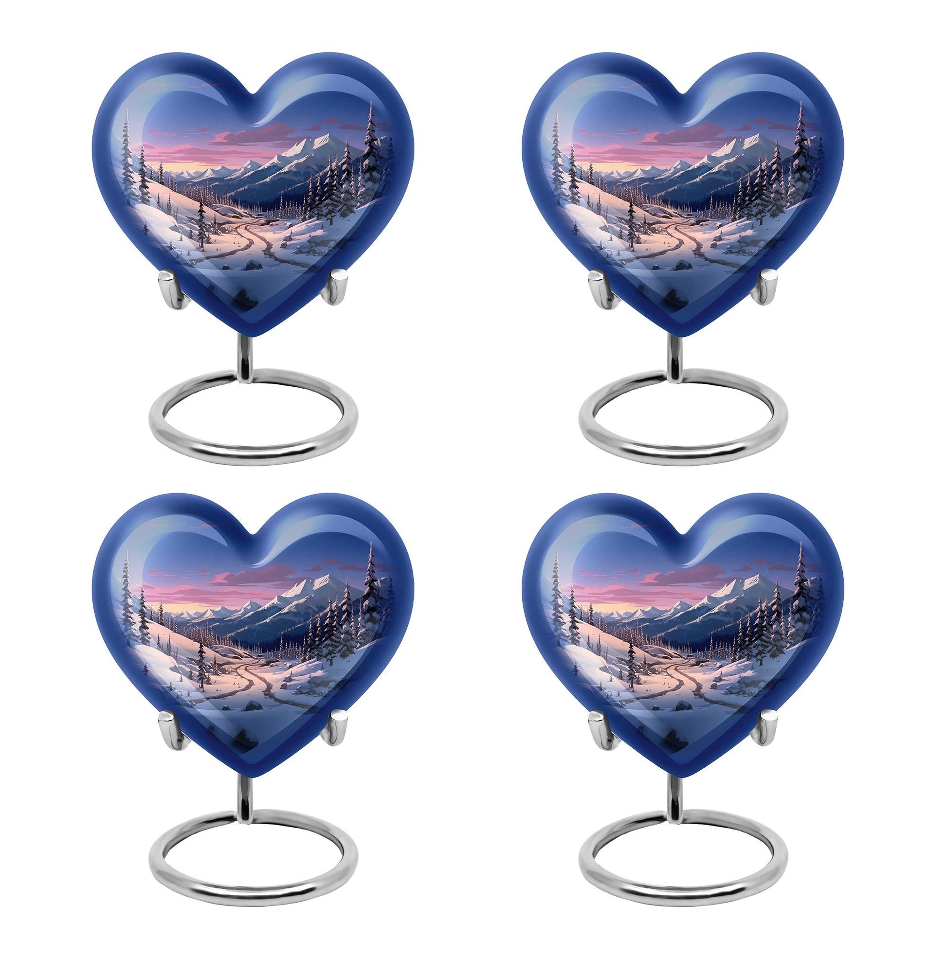 Winter's Graceful Slumber - Northern Lights Teardrop, Heart Shape Urn