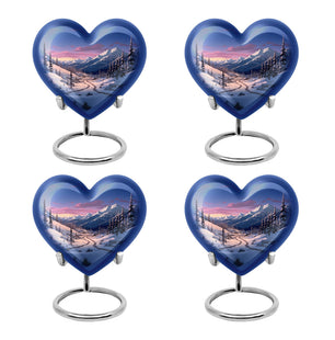 Winter's Graceful Slumber - Northern Lights Teardrop, Heart Shape Urn