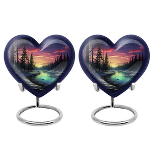 Glow On A Frozen Creek - Northern Lights Teardro Urn For Ashes