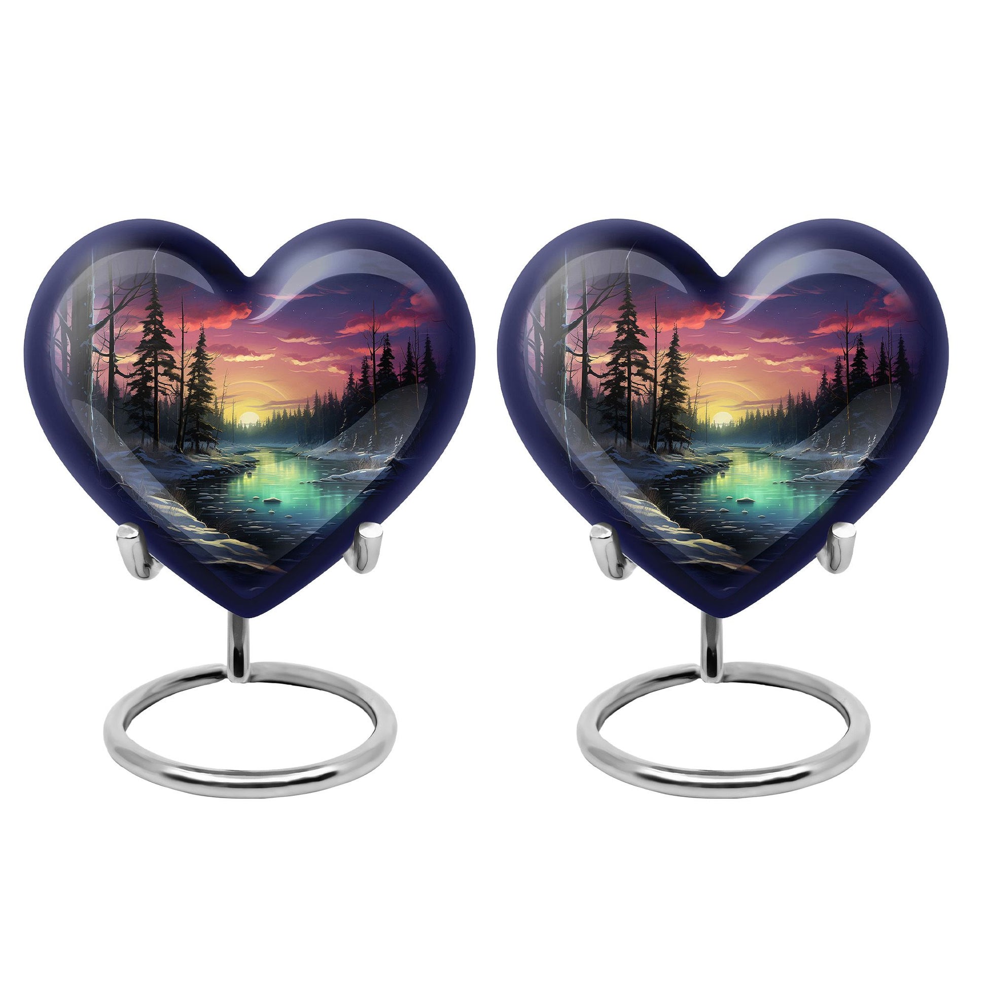 Glow On A Frozen Creek - Northern Lights Teardro Urn For Ashes