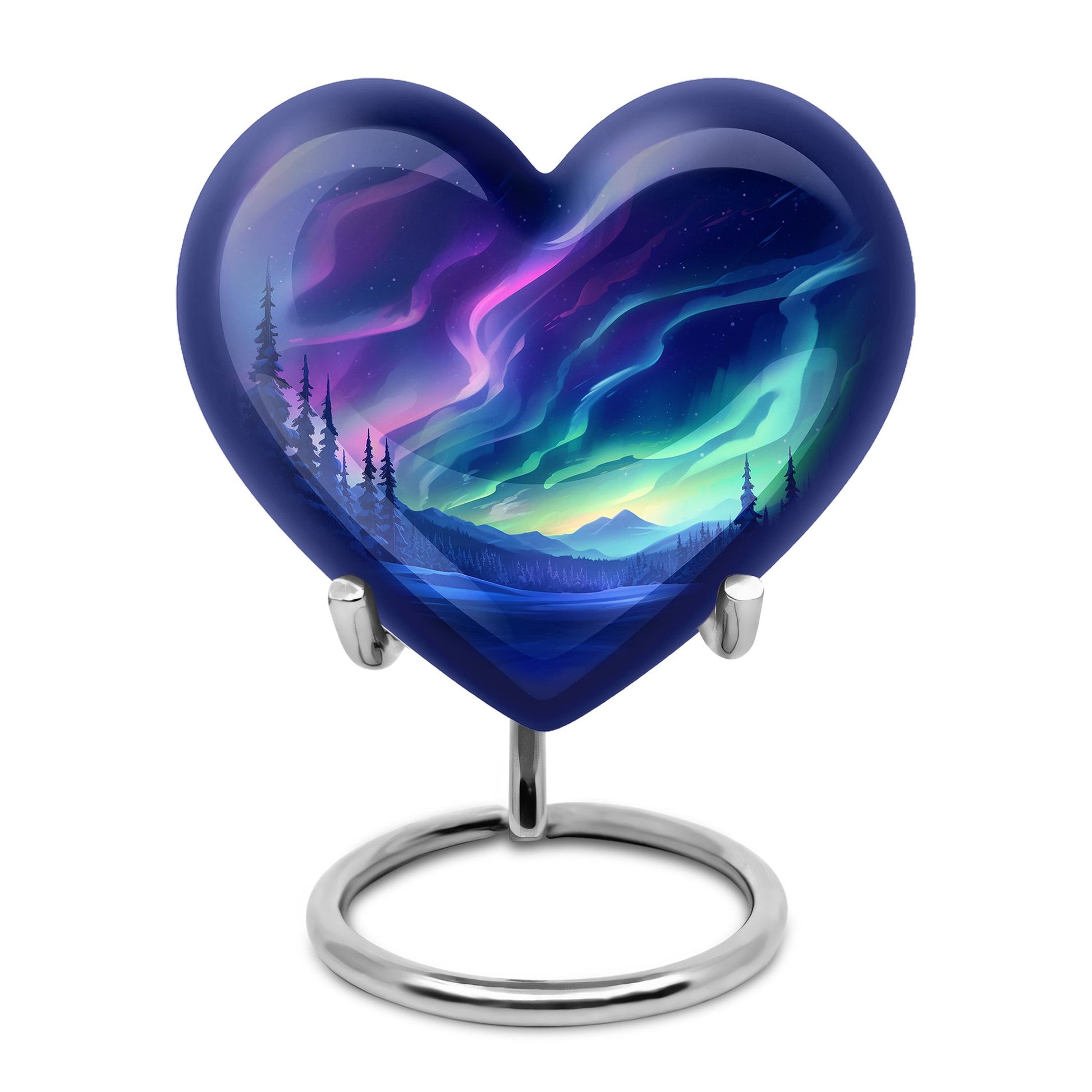 Aurora Borealis - Northern Lights Teardrop, Heart Shape Urn