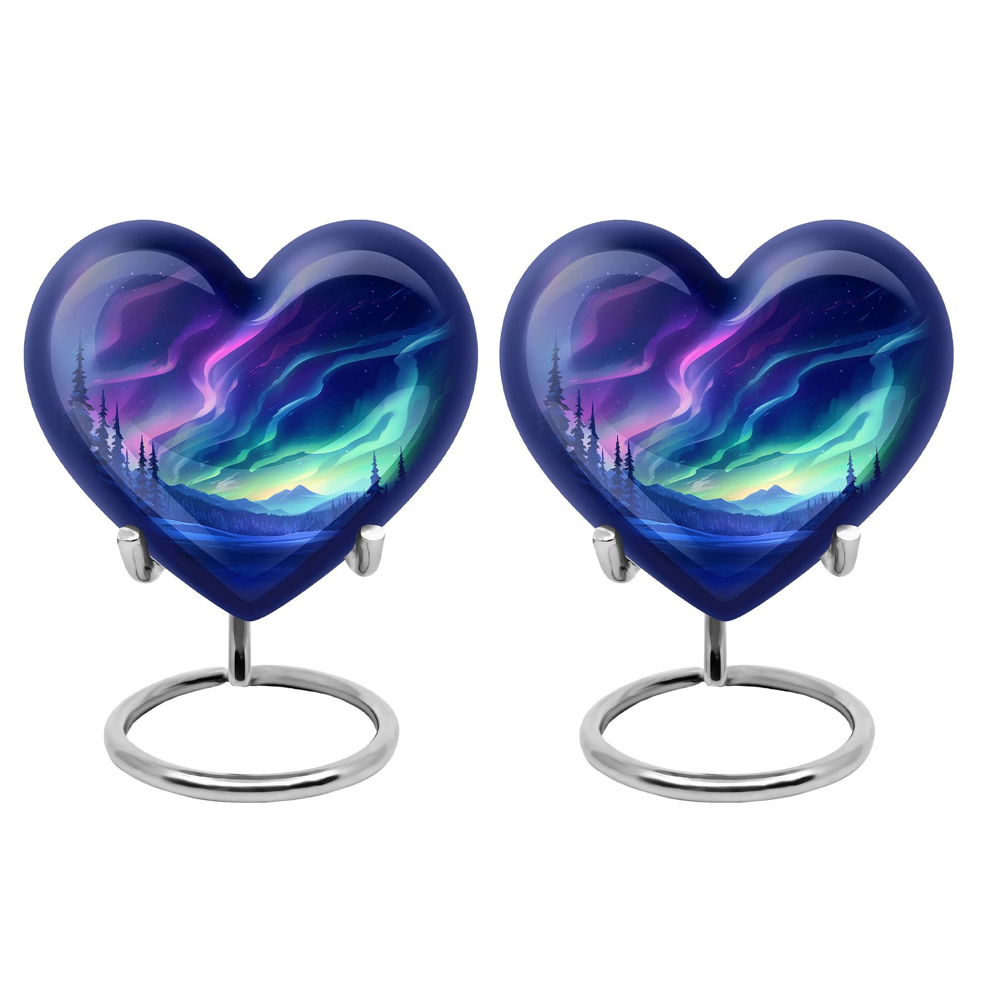 Aurora Borealis - Northern Lights Teardrop, Heart Shape Urn
