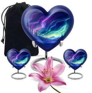 Aurora Borealis - Northern Lights Teardrop, Heart Shape Urn