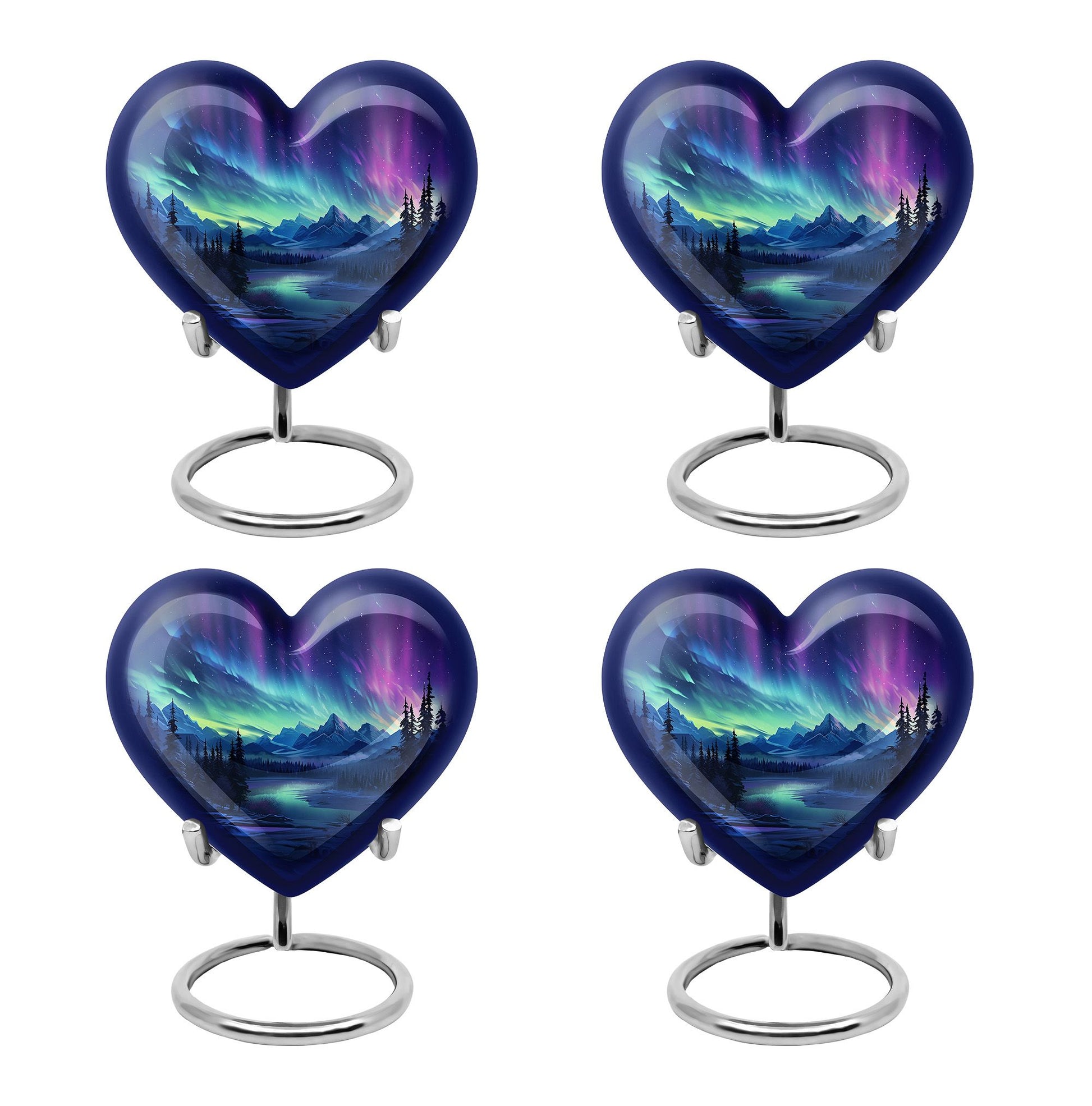 Mountain Lake - Northern Lights Teardrop, Heart Shape Urn
