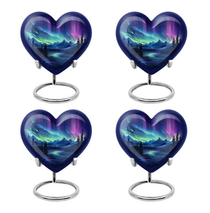 Mountain Lake - Northern Lights Teardrop, Heart Shape Urn