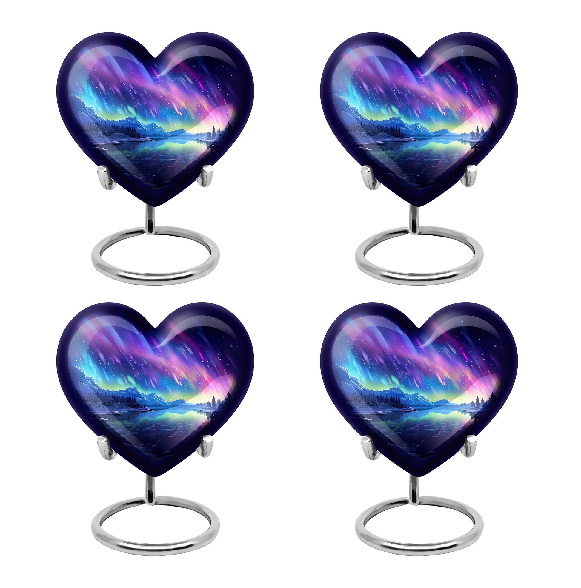 Mountain - Northern Lights Teardrop, Heart Cremation Urn