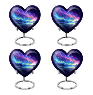 Mountain - Northern Lights Teardrop, Heart Cremation Urn