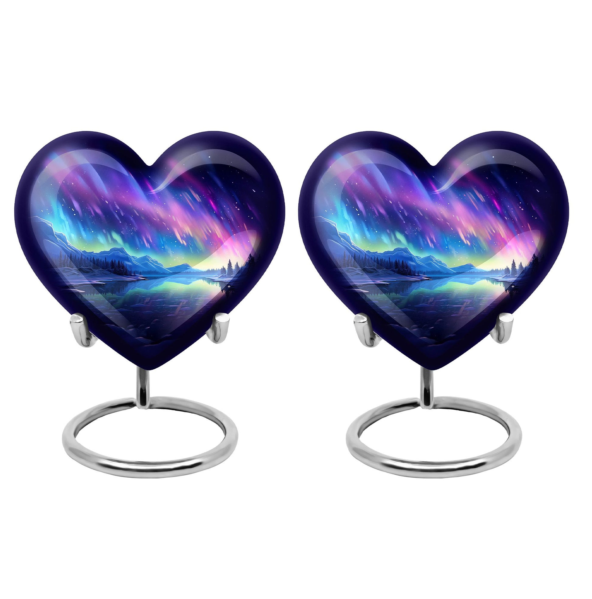 Mountain - Northern Lights Teardrop, Heart Cremation Urn