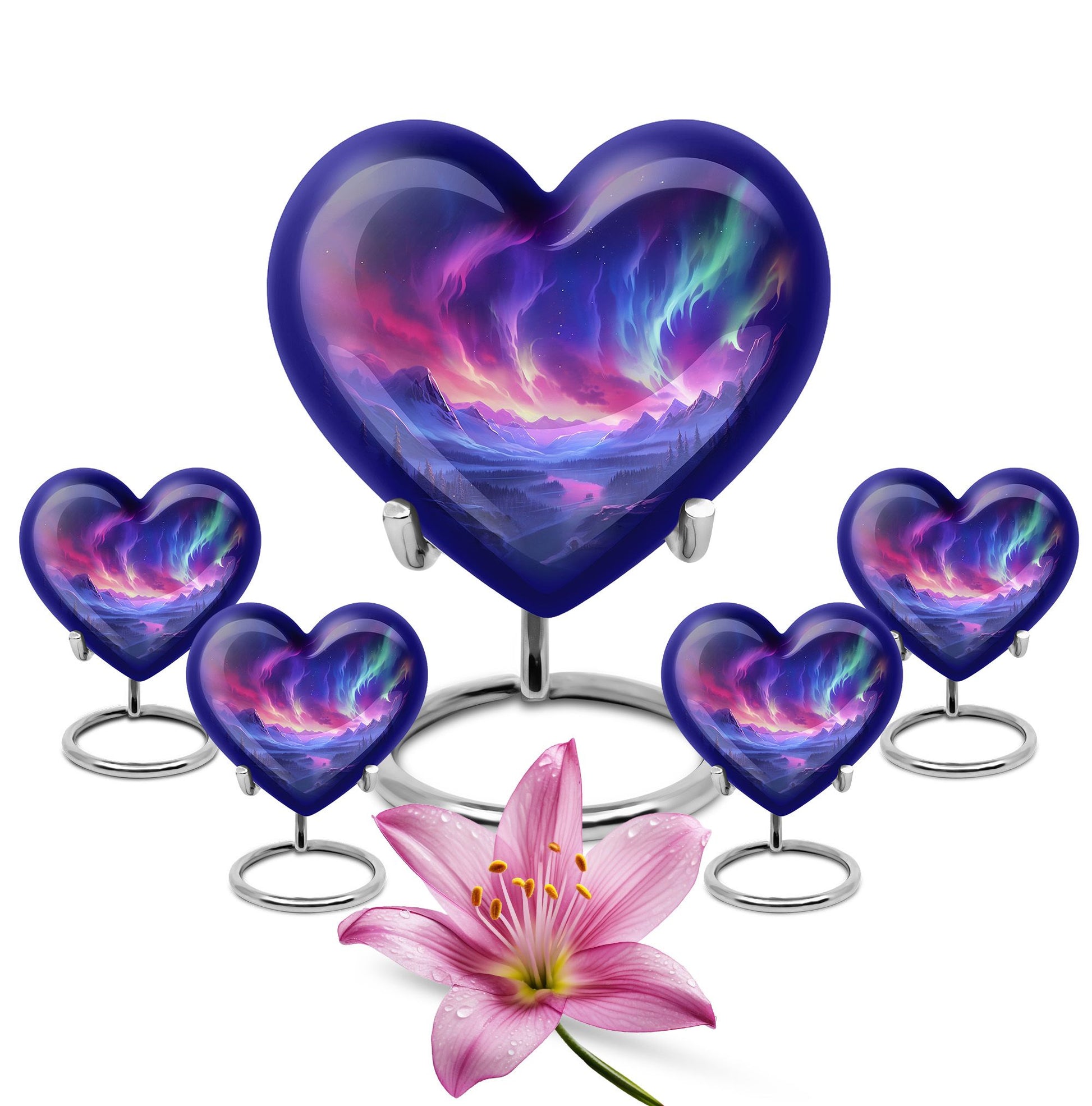 Twilight Northern Lights - Northern Lights Teardrop, Heart Urn