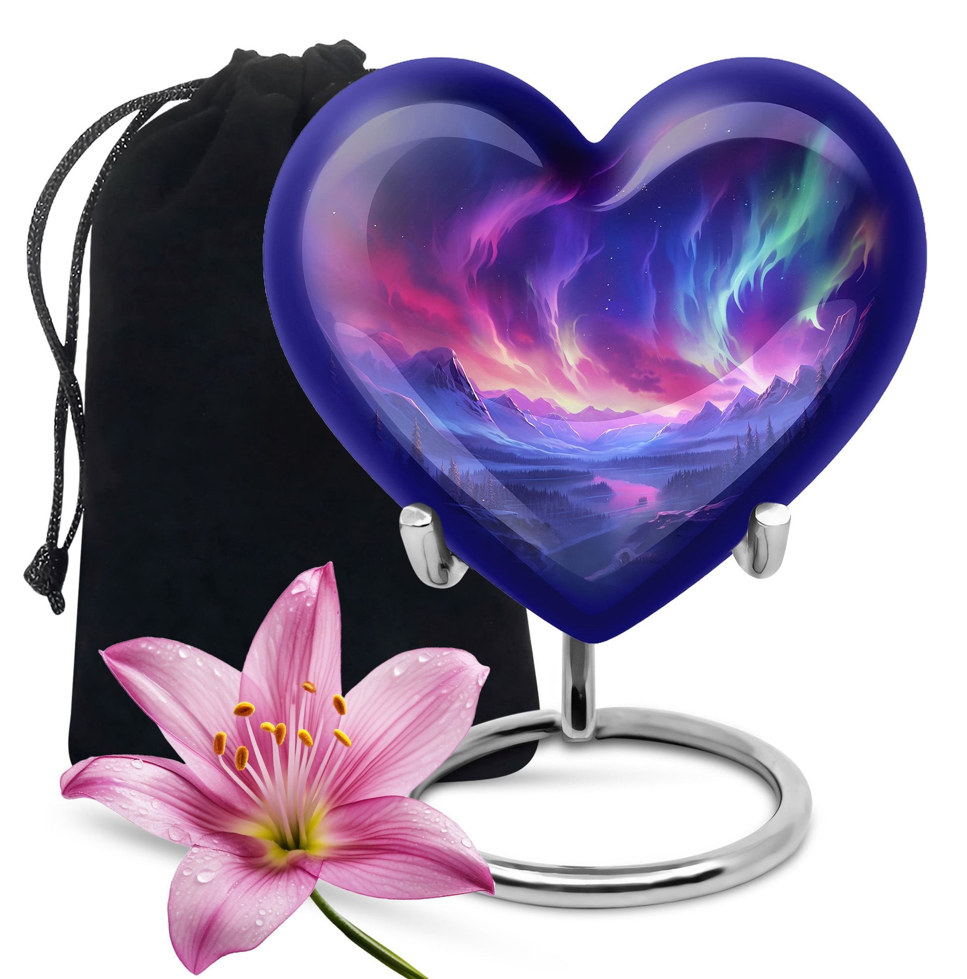 Twilight Northern Lights - Northern Lights Teardrop, Heart Urn