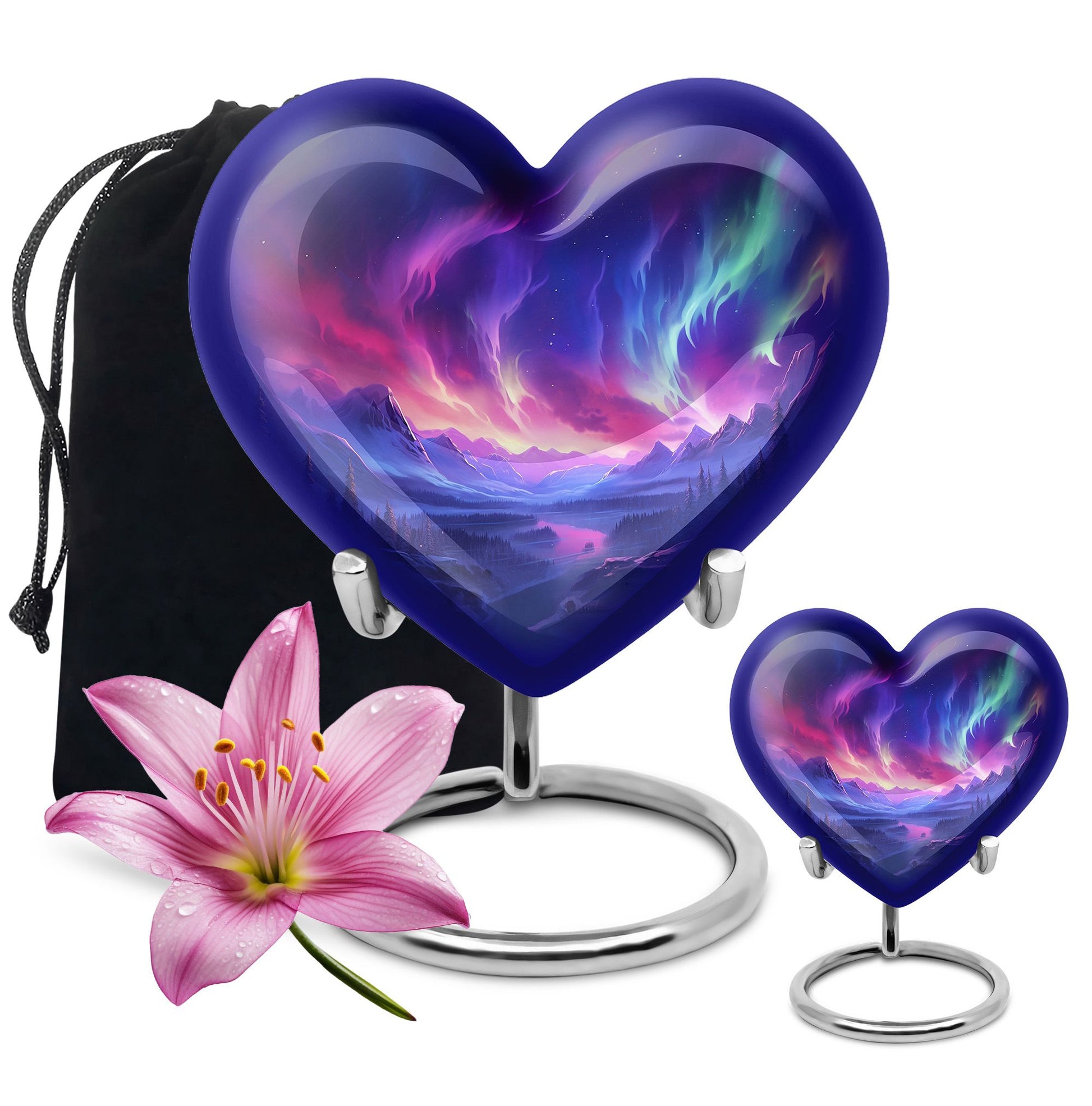 Twilight Northern Lights - Northern Lights Teardrop, Heart Urn