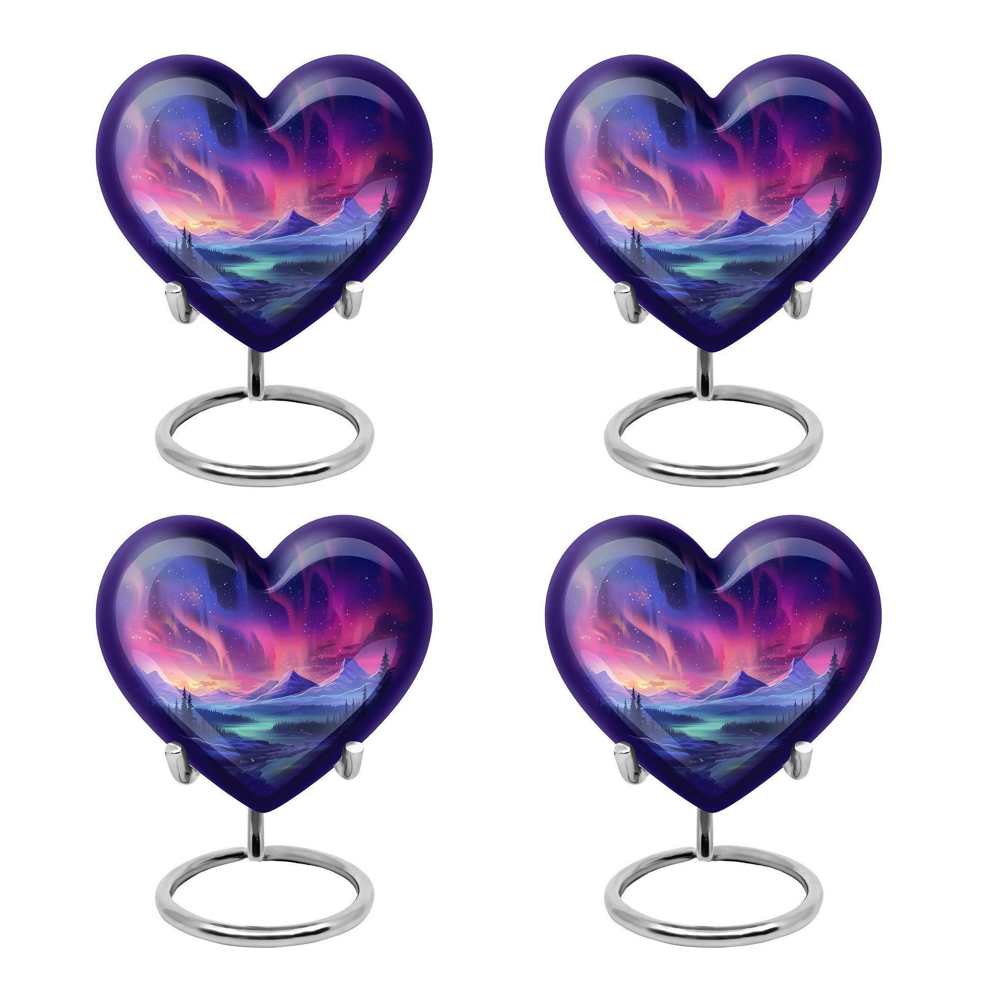 Evening Skies - Northern Light Teardrop, Heart Cremation Urn For Ashes
