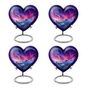 Evening Skies - Northern Light Teardrop, Heart Cremation Urn For Ashes