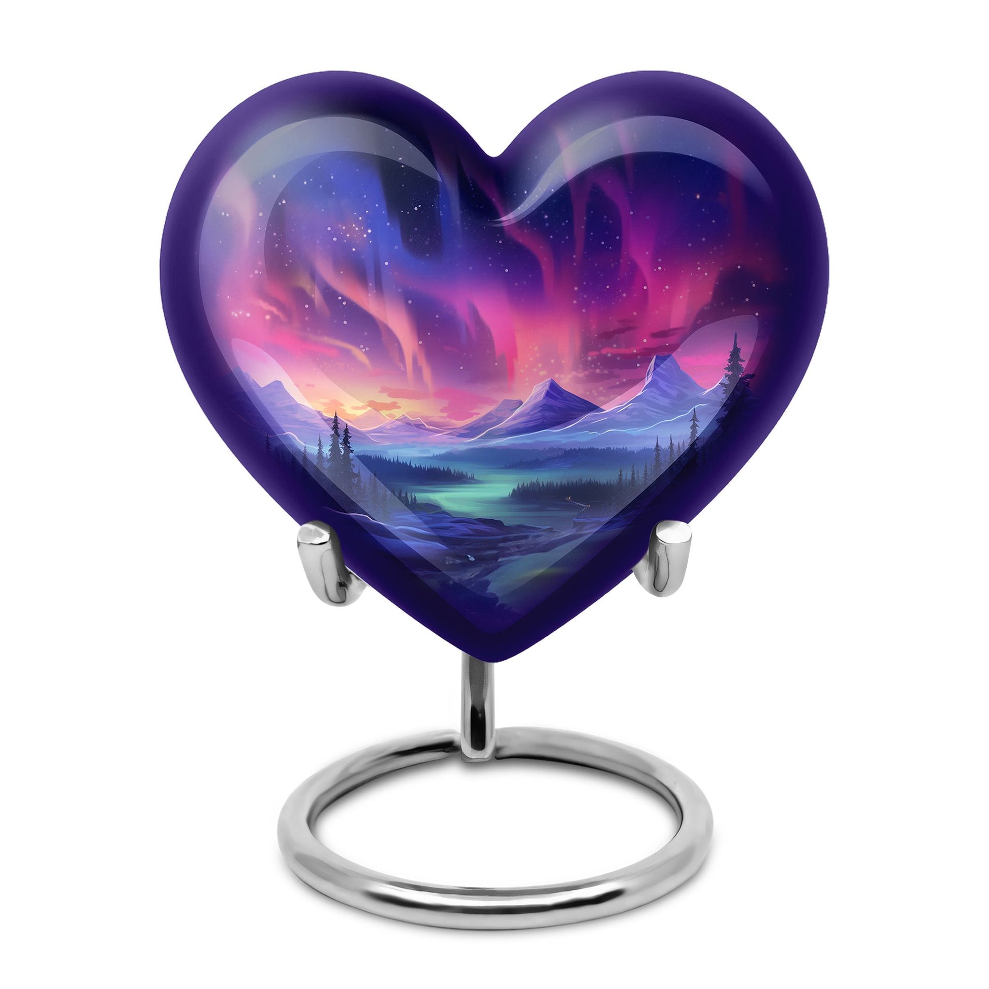 Evening Skies - Northern Light Teardrop, Heart Cremation Urn For Ashes