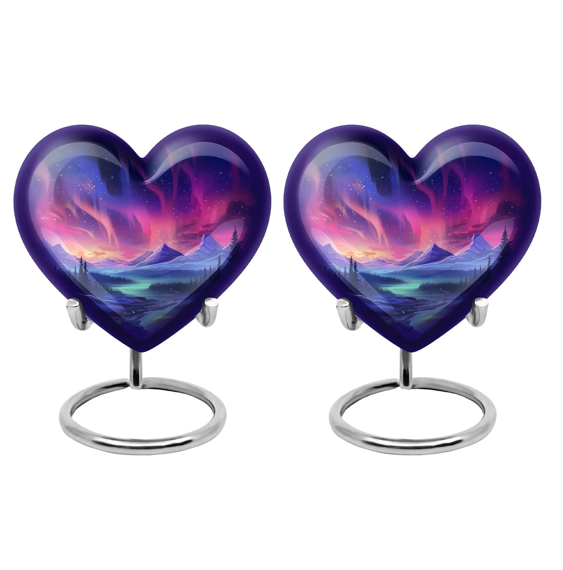 Evening Skies - Northern Light Teardrop, Heart Cremation Urn For Ashes