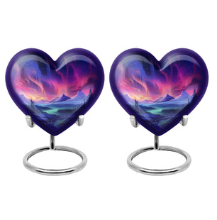 Evening Skies - Northern Light Teardrop, Heart Cremation Urn For Ashes