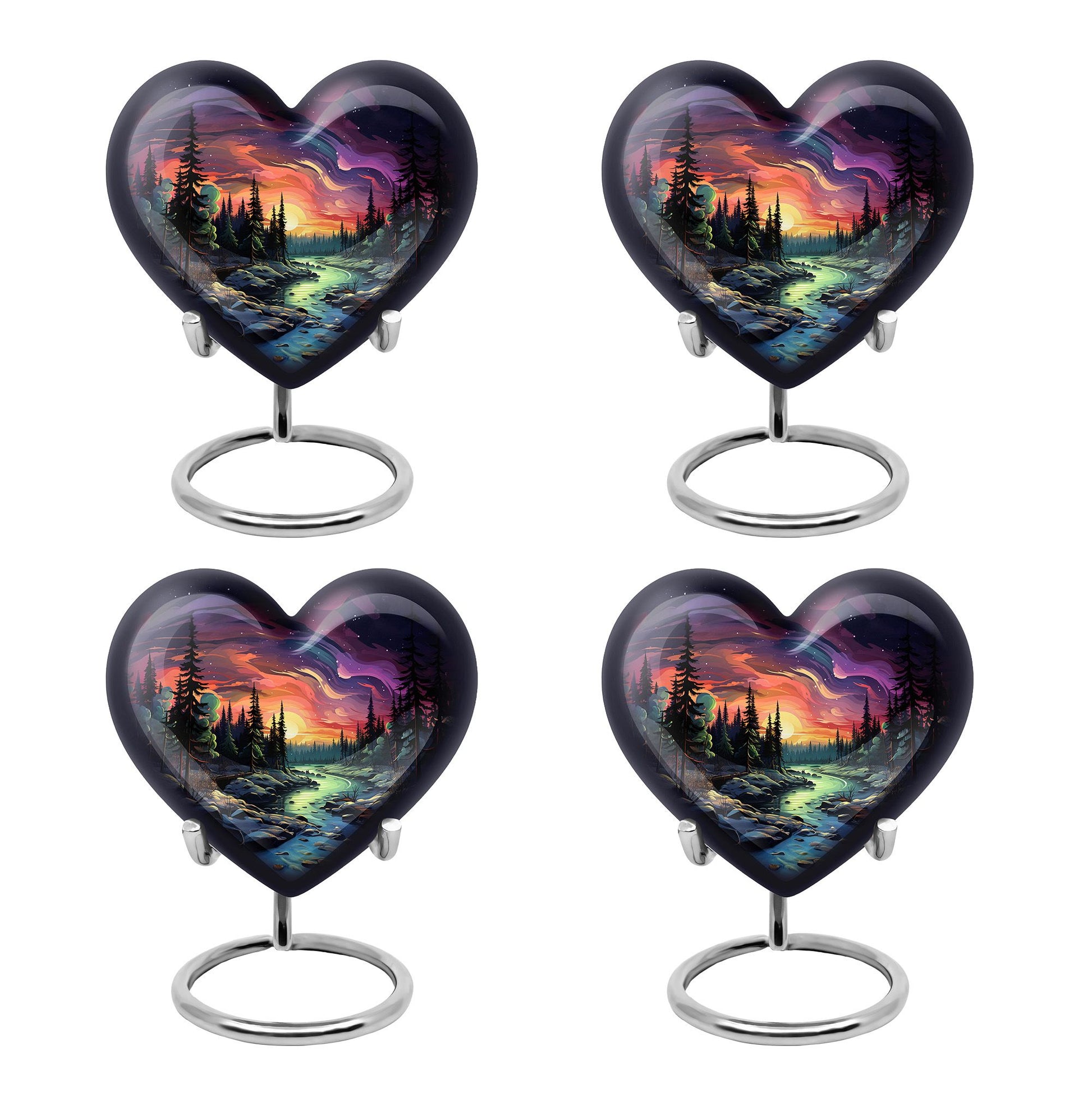 Twilight Forest - Northern Lights Large Teardrop, Heart Urn For Ashes