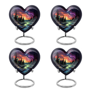 Twilight Forest - Northern Lights Large Teardrop, Heart Urn For Ashes