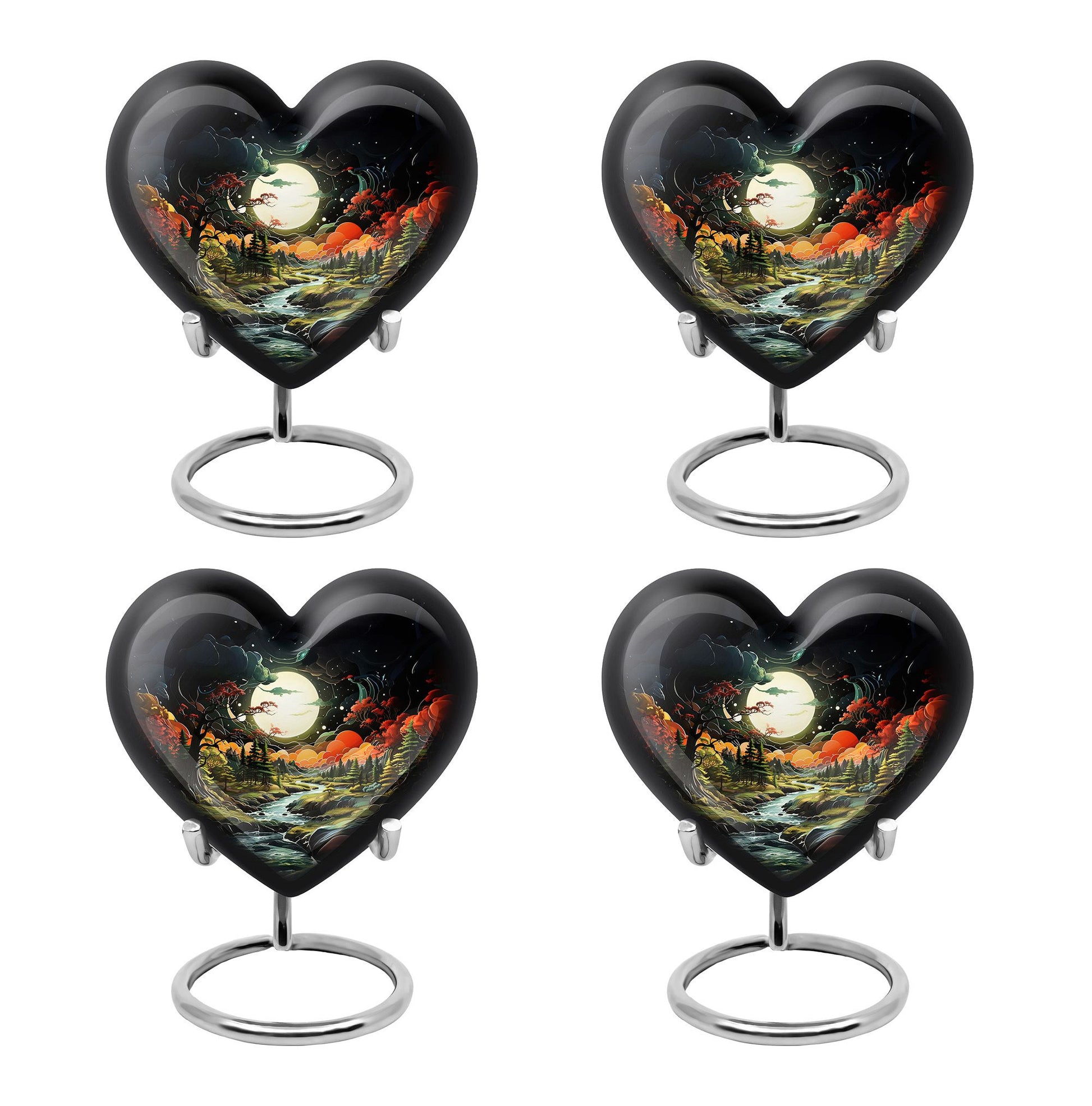 Lunar In Valley - Northern Lights Teardrop, Heart Cremation Urn