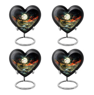 Lunar In Valley - Northern Lights Teardrop, Heart Cremation Urn