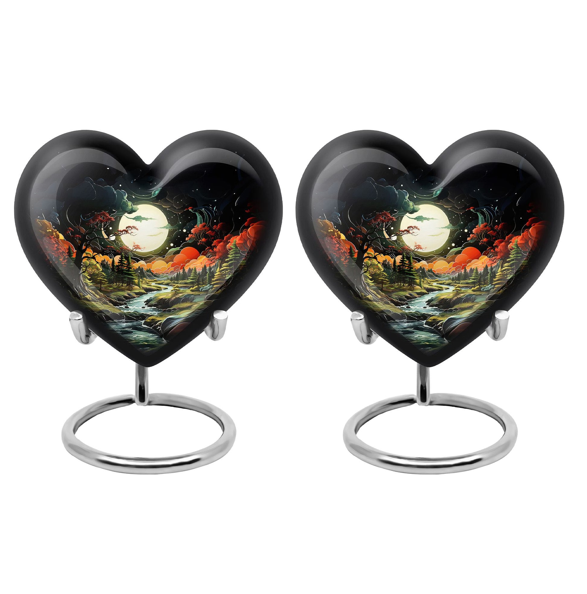 Lunar In Valley - Northern Lights Teardrop, Heart Cremation Urn