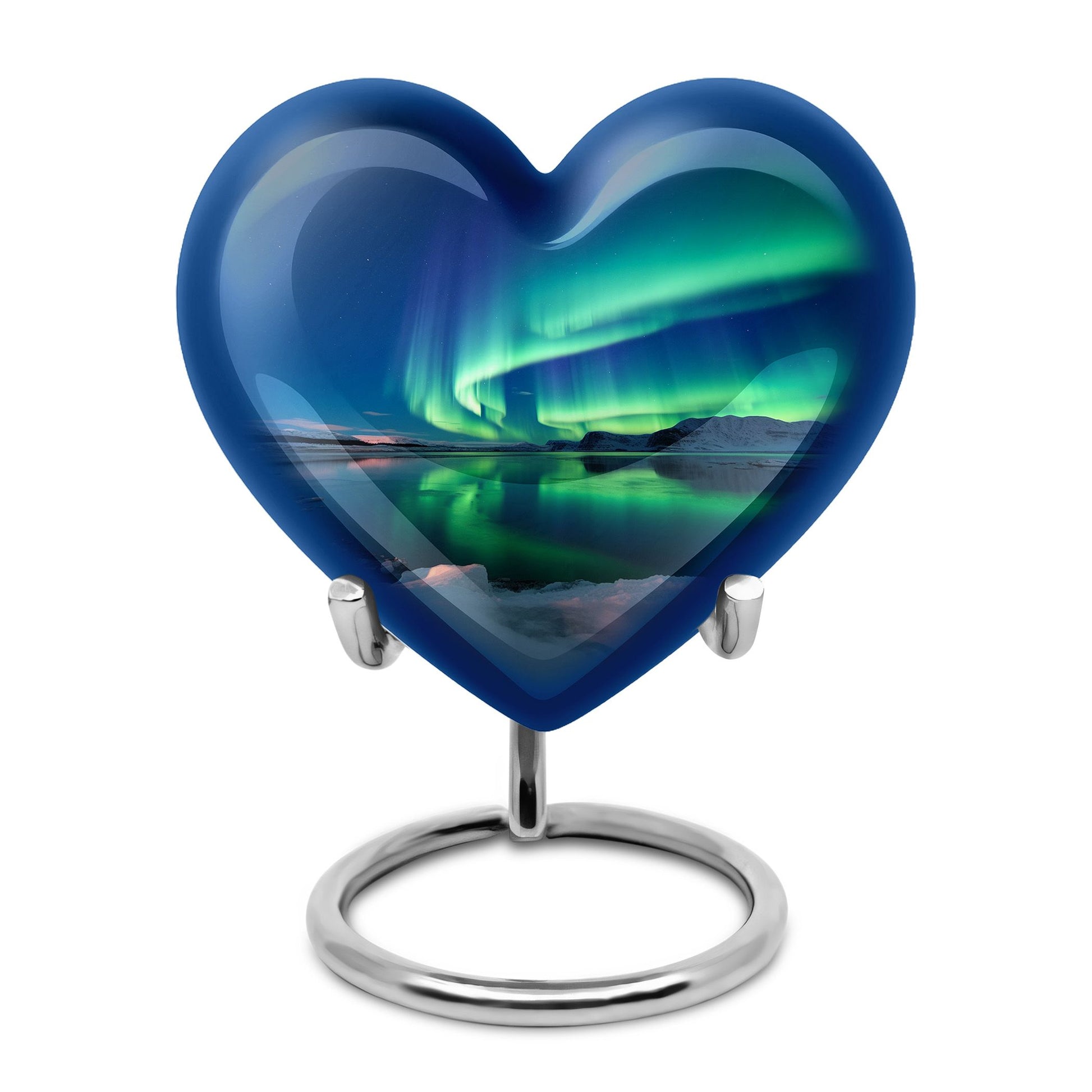 Frozen Landscape - Northern Lights Teardrop, Heart Cremation Urn