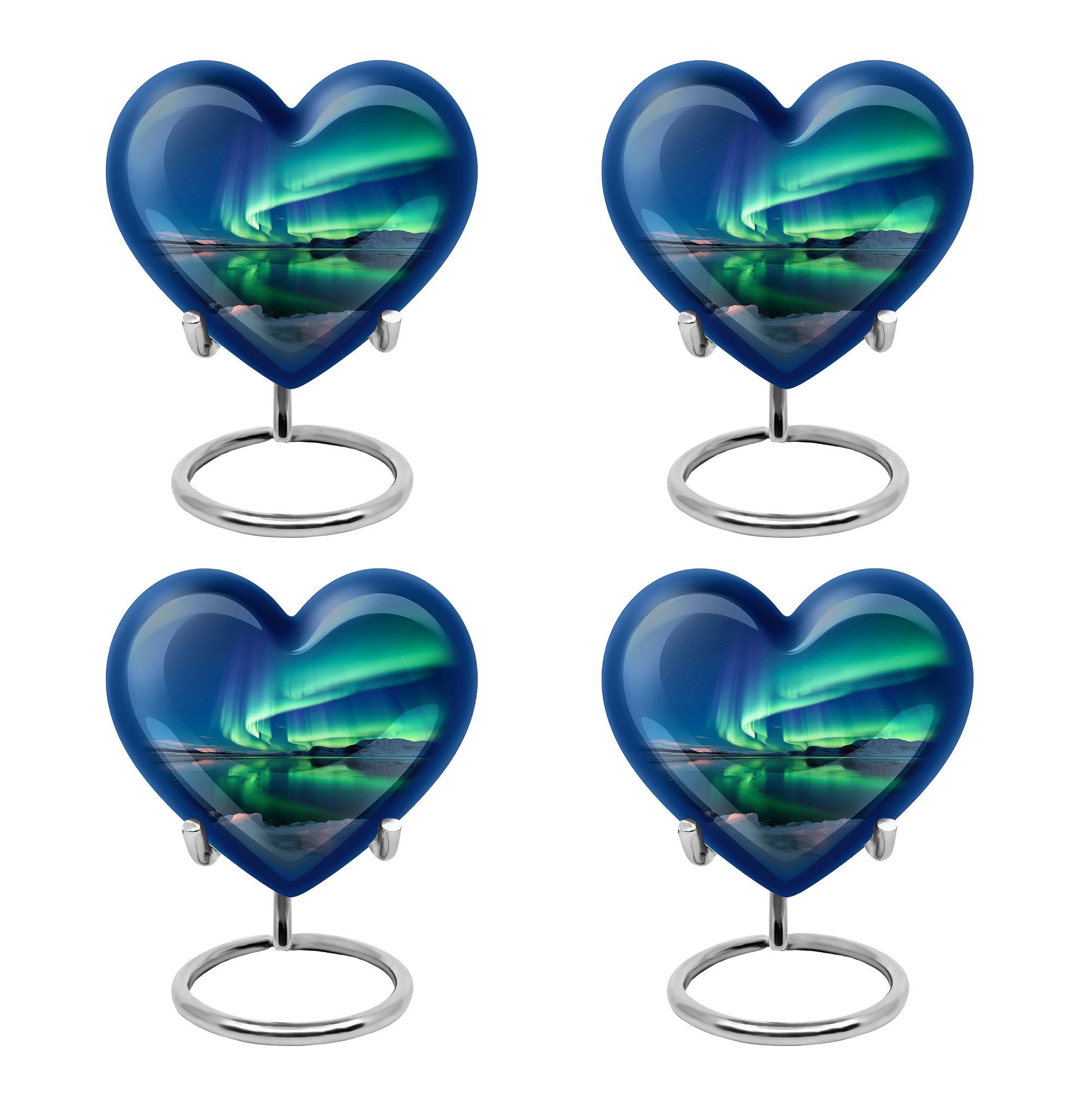 Frozen Landscape - Northern Lights Teardrop, Heart Cremation Urn