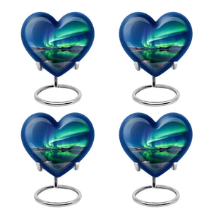 Frozen Landscape - Northern Lights Teardrop, Heart Cremation Urn