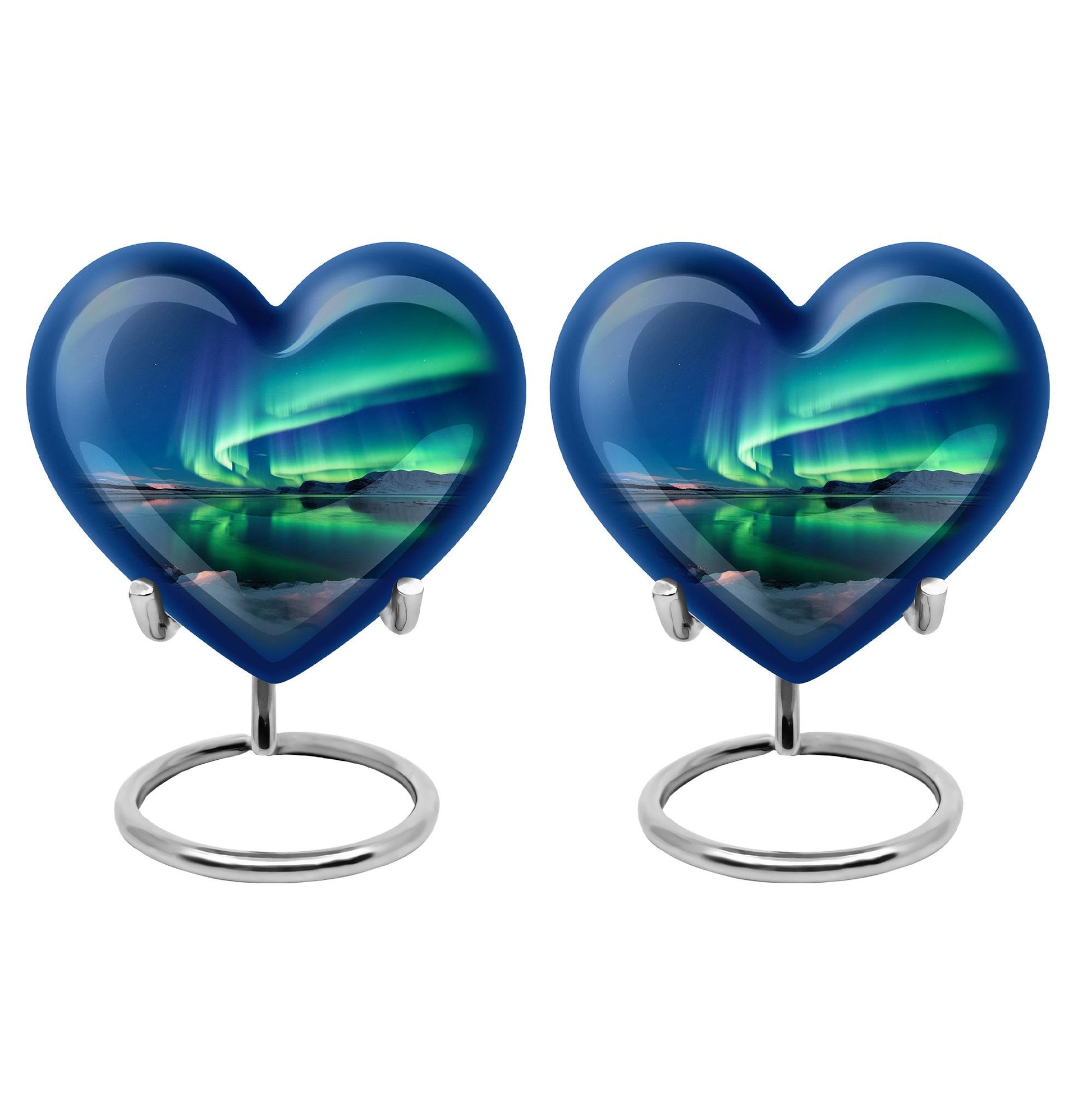 Frozen Landscape - Northern Lights Teardrop, Heart Cremation Urn