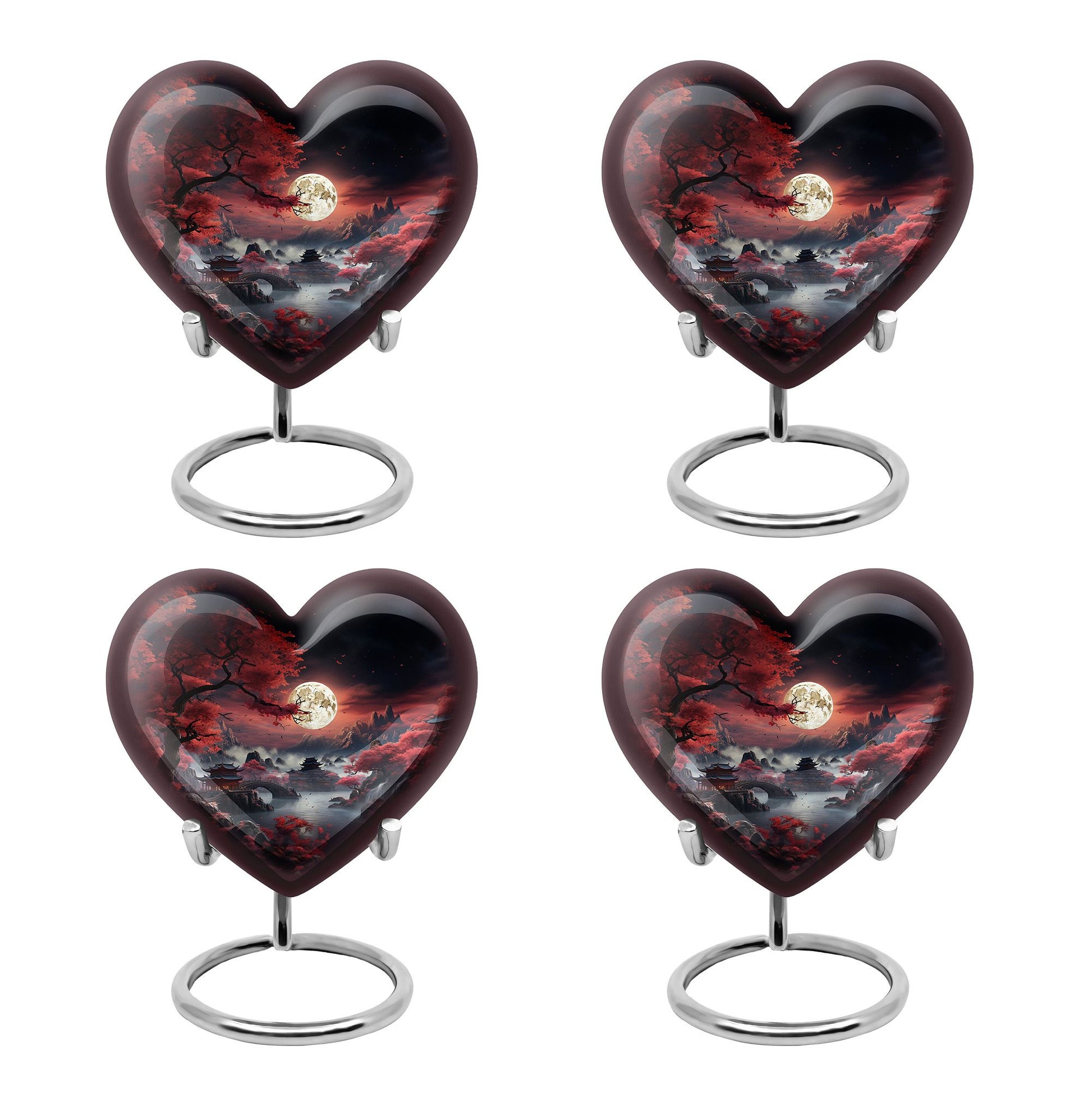 Moonlit Sakura - Moon Urn Large Teardrop, Heart Urn For Ashes