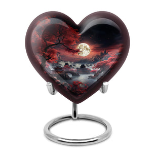 Moonlit Sakura - Moon Urn Large Teardrop, Heart Urn For Ashes