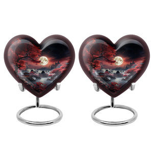 Moonlit Sakura - Moon Urn Large Teardrop, Heart Urn For Ashes