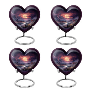 Twilight Crimson Valley - Moon Urn Teardrop, Heart Cremation Urn