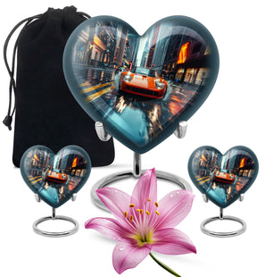 Racing Through Rain - Car Urn Teardrop, Heart Cremation Urn For Ashes