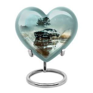 Classic Muscle In The Rain - Car Urn Teardrop, Heart Cremation Urn