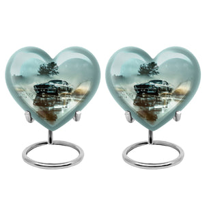 Classic Muscle In The Rain - Car Urn Teardrop, Heart Cremation Urn