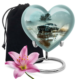 Classic Muscle In The Rain - Car Urn Teardrop, Heart Cremation Urn