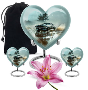 Classic Muscle In The Rain - Car Urn Teardrop, Heart Cremation Urn