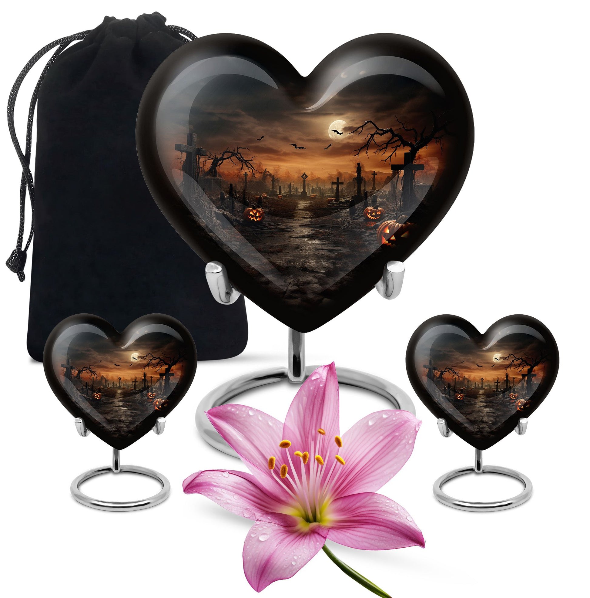 Heart Shaped  Large Urn With 2 Keepsake